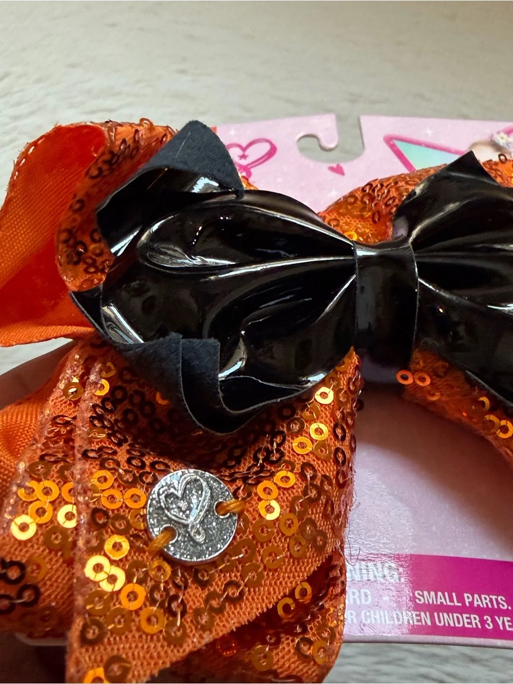 JoJo Siwa spooky Halloween style orange sequin & Purple Bat Hair Bows